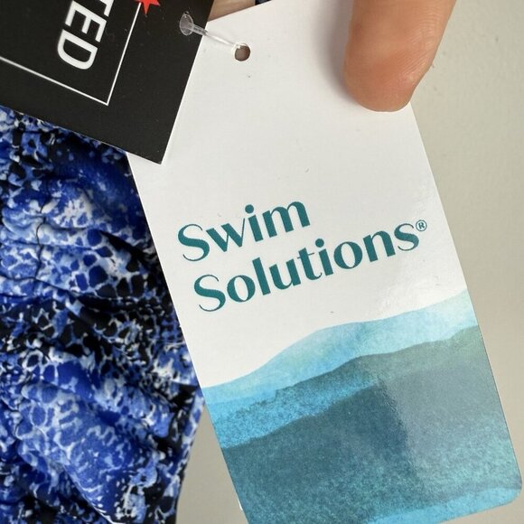 Swim Solutions One-Piece Swimsuit Sz 10 Blue Animal Print Tummy Control NWT - Picture 3 of 9